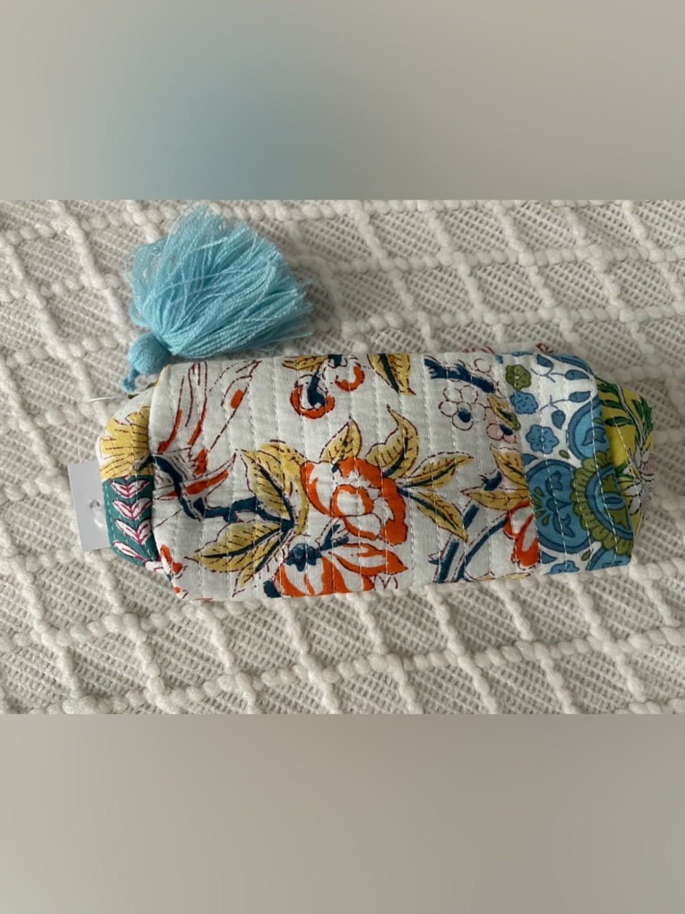 Strawflower Claudia Small Patchwork Quilted Block Print Cosmetic Pouch - Picture 7 of 9